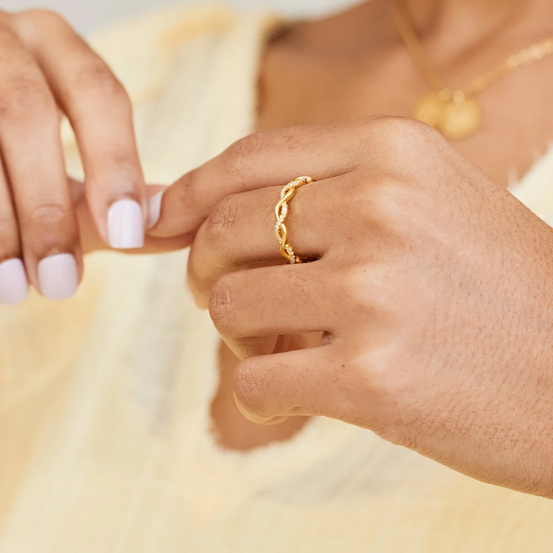 Dainty Pave Twist Stacking Ring - Image 38