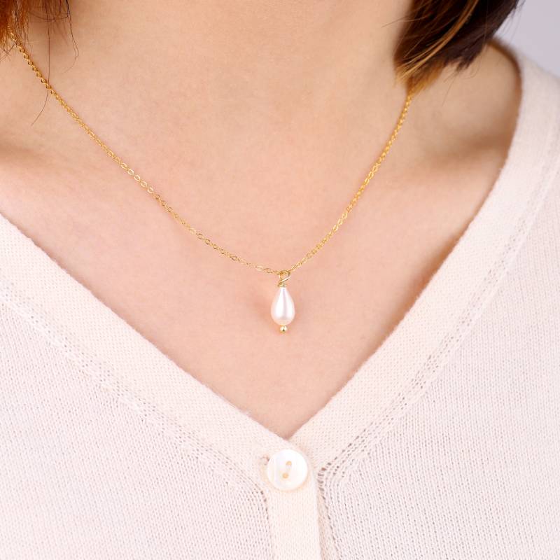 Dainty Pearl Drop Necklace - Image 4