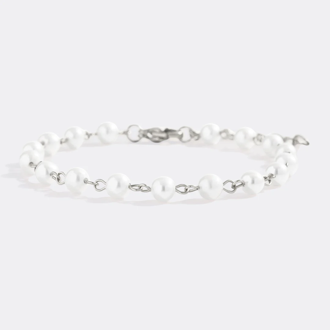 Dainty Pearl Station Bracelet - Image 6