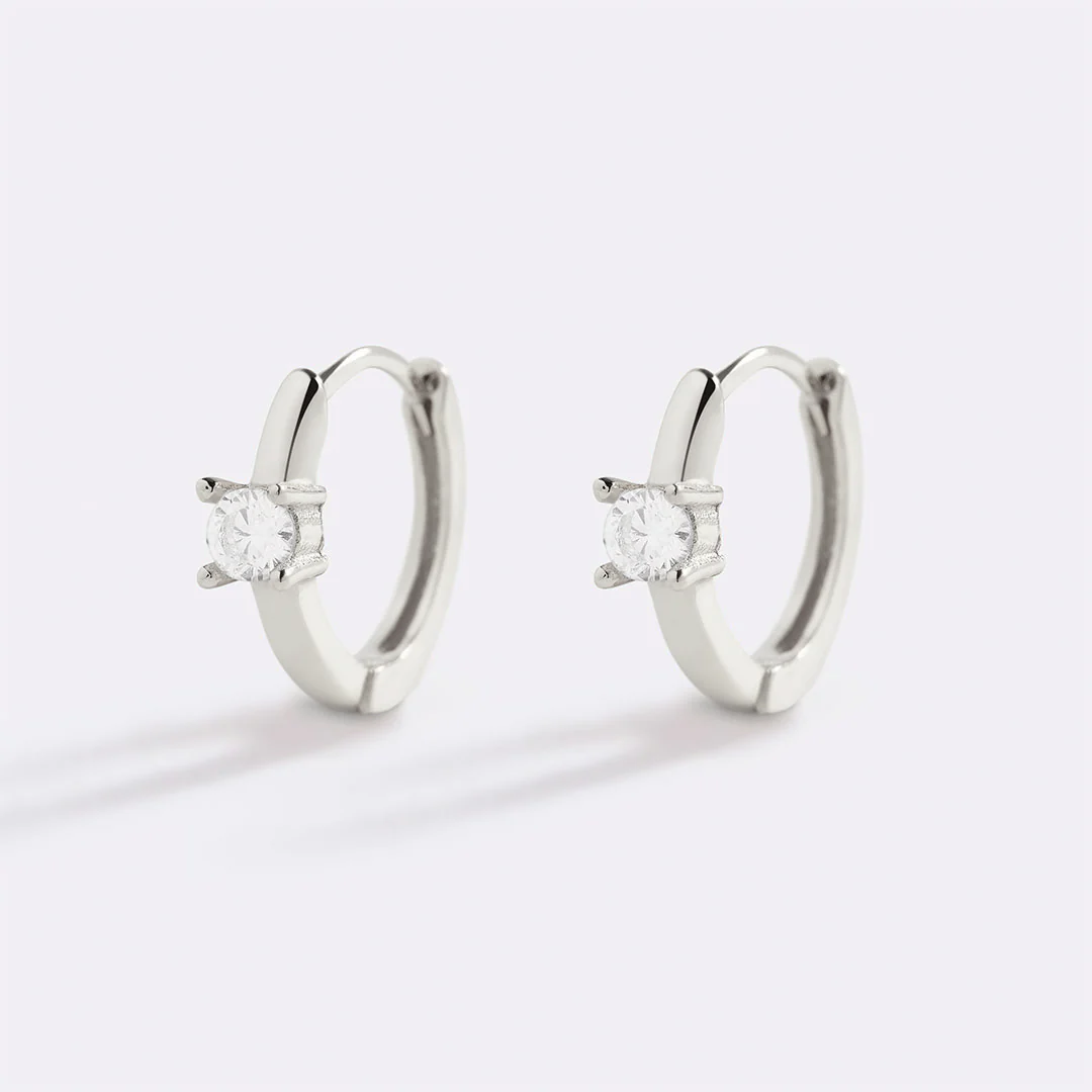 Dainty Single Stone Huggie Hoops - Image 20