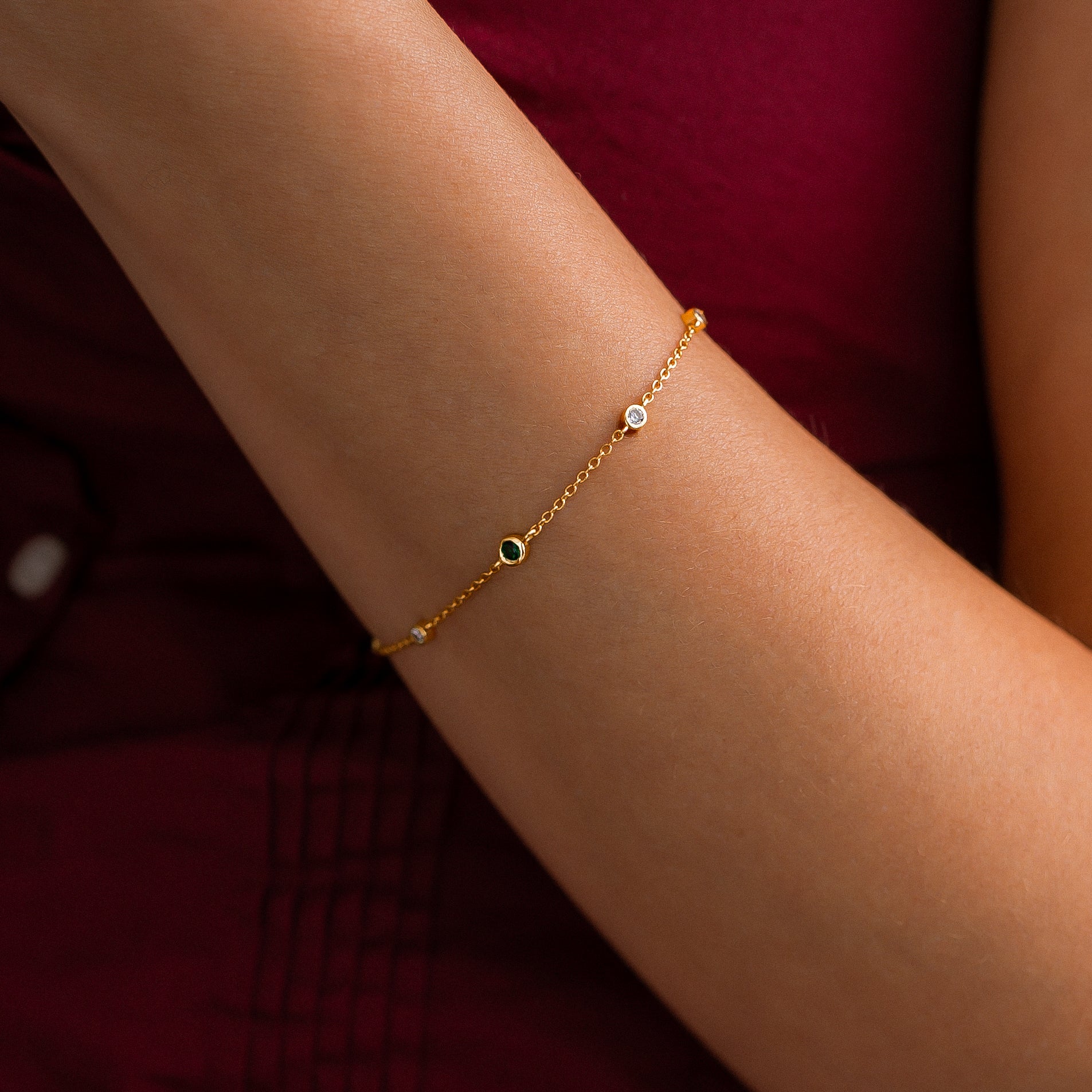 April Birthstone Station Bracelet - Image 2