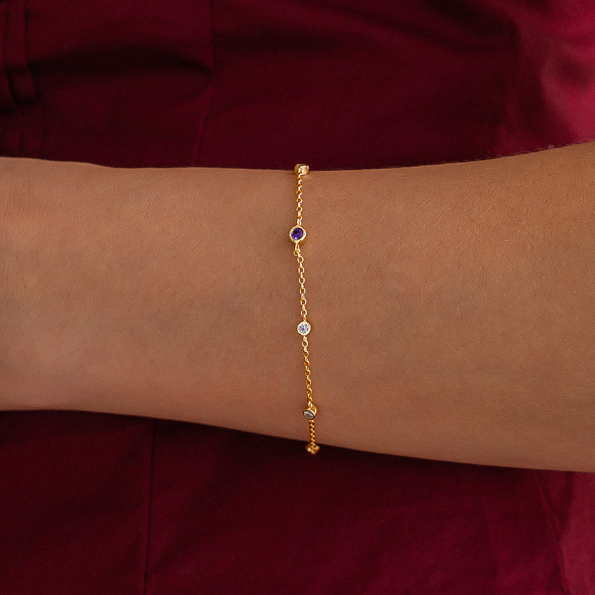 April Birthstone Station Bracelet - Image 8