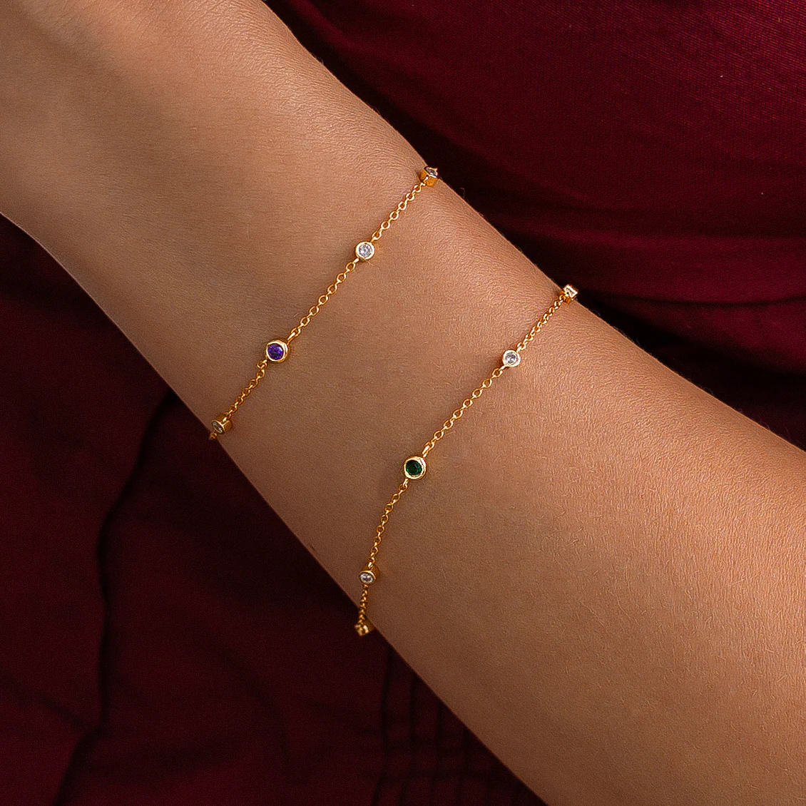 April Birthstone Station Bracelet - Image 9