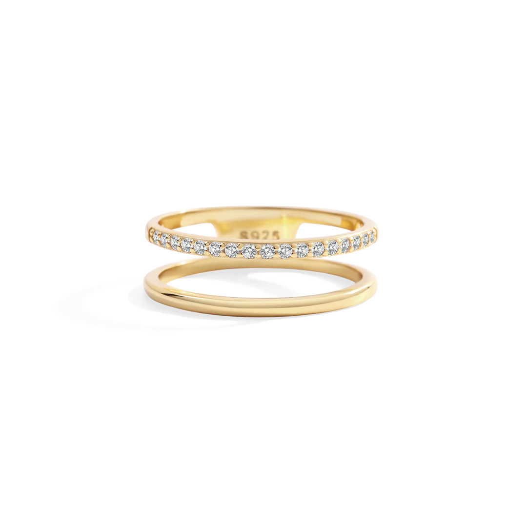 Double Band Pave Ring