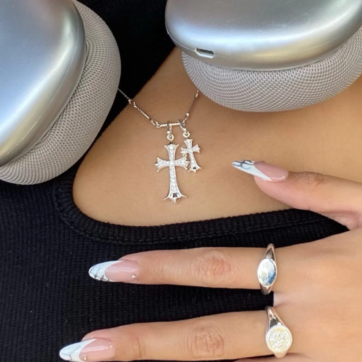 Double Cross Pendant Necklace - Image 13