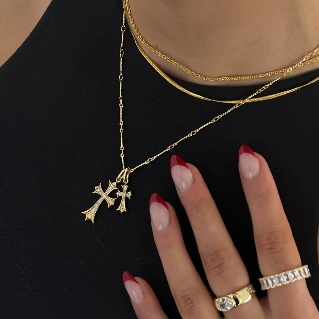 Double Cross Pendant Necklace - Image 5
