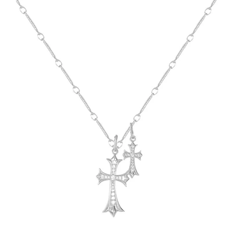 Double Cross Pendant Necklace - Image 7