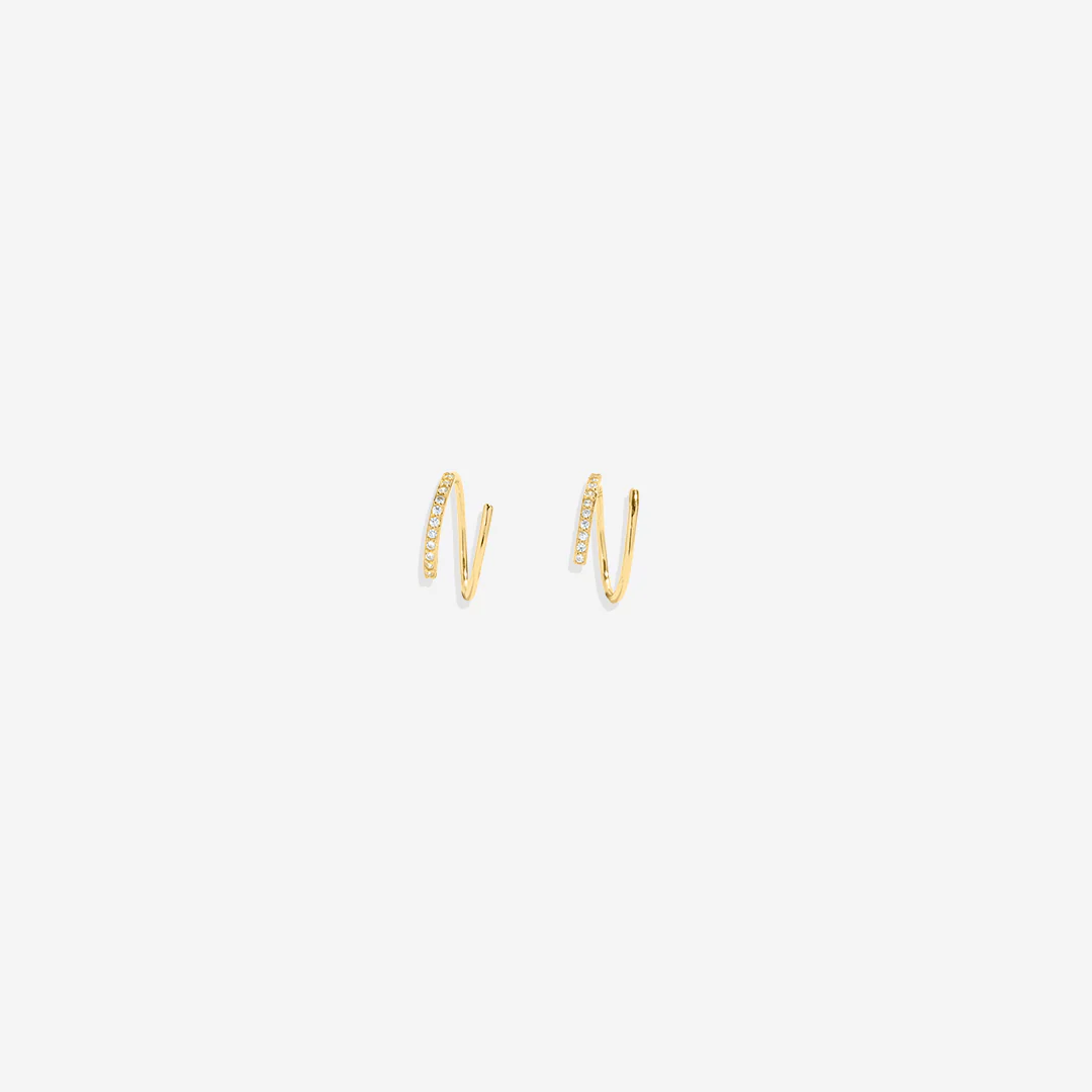 Double Loop Huggie Hoop Earrings - Image 3