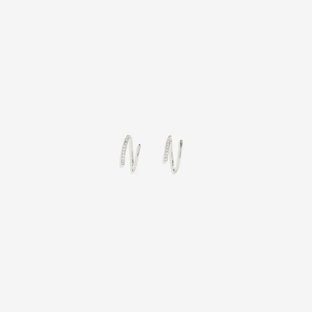 Double Loop Huggie Hoop Earrings - Image 9