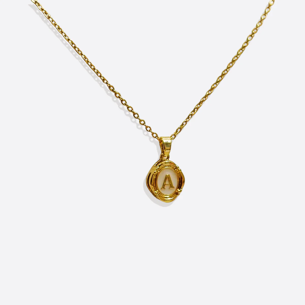Enamel Initial Pendant Necklace - Image 2