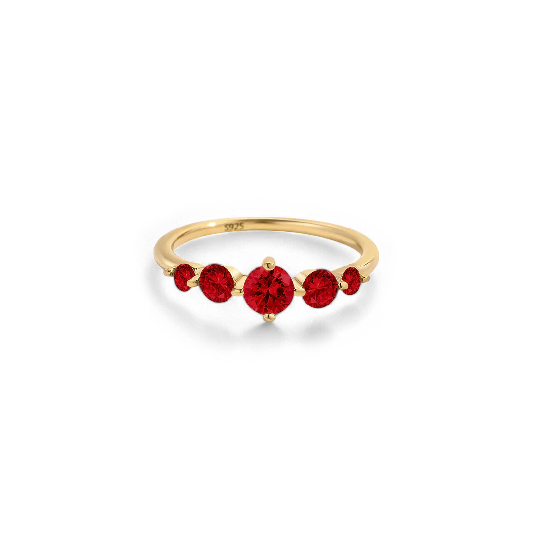 Five Stone Statement Birthstone Ring - Image 38