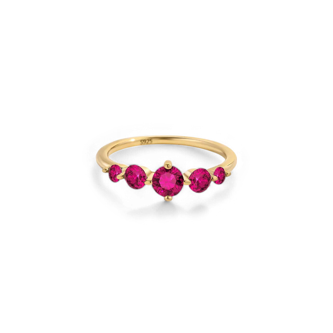 Five Stone Statement Birthstone Ring - Image 44