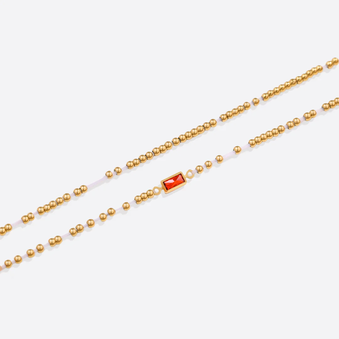 Gold Beaded Birthstone Bracelet - Image 14