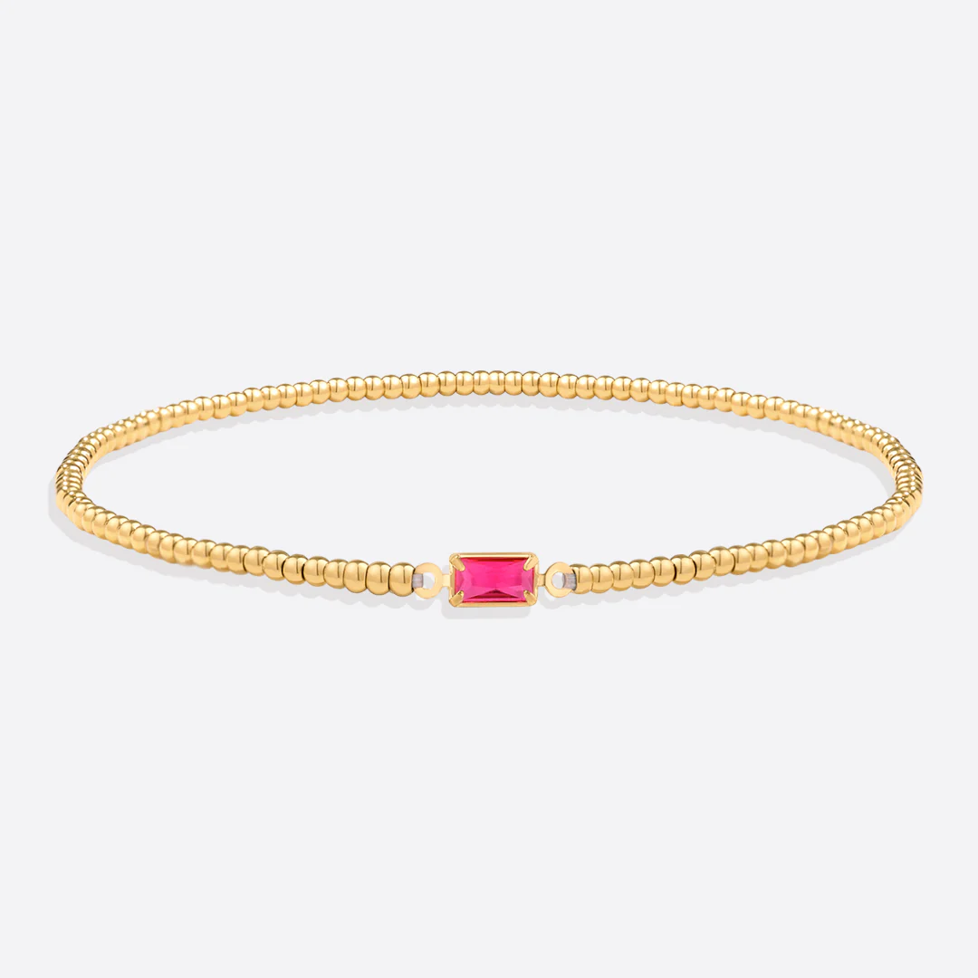 Gold Beaded Birthstone Bracelet - Image 21