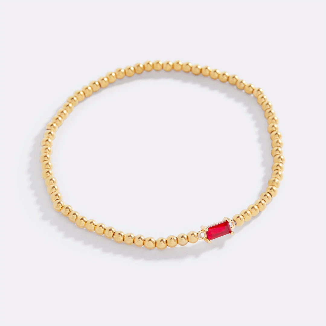 Gold Beaded Birthstone Bracelet - Image 3