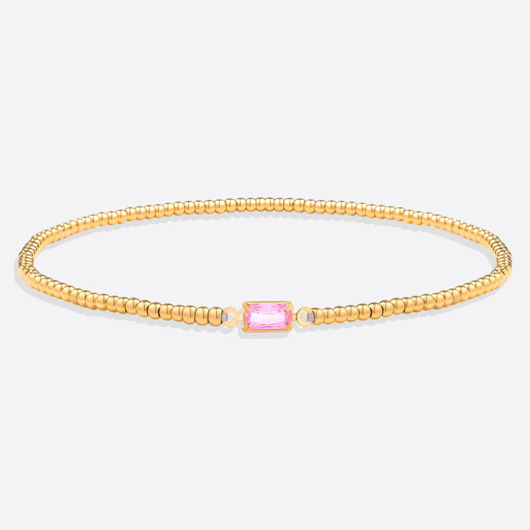 Gold Beaded Birthstone Bracelet - Image 37