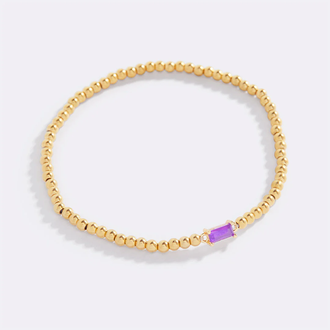 Gold Beaded Birthstone Bracelet - Image 44