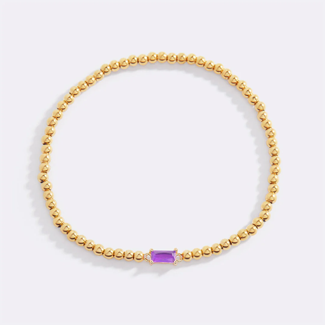 Gold Beaded Birthstone Bracelet - Image 45