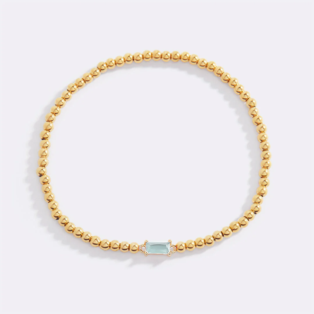 Gold Beaded Birthstone Bracelet - Image 46