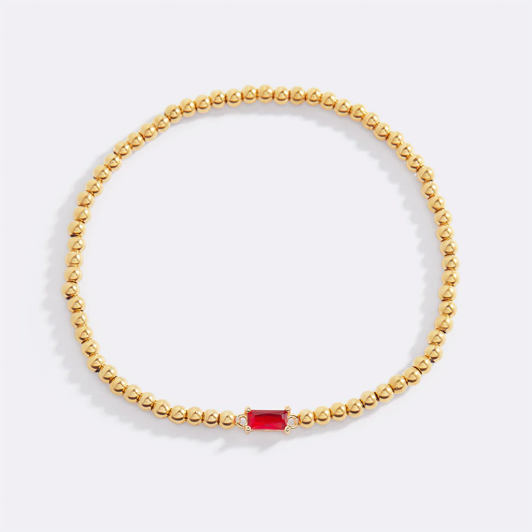 Gold Beaded Birthstone Bracelet - Image 5
