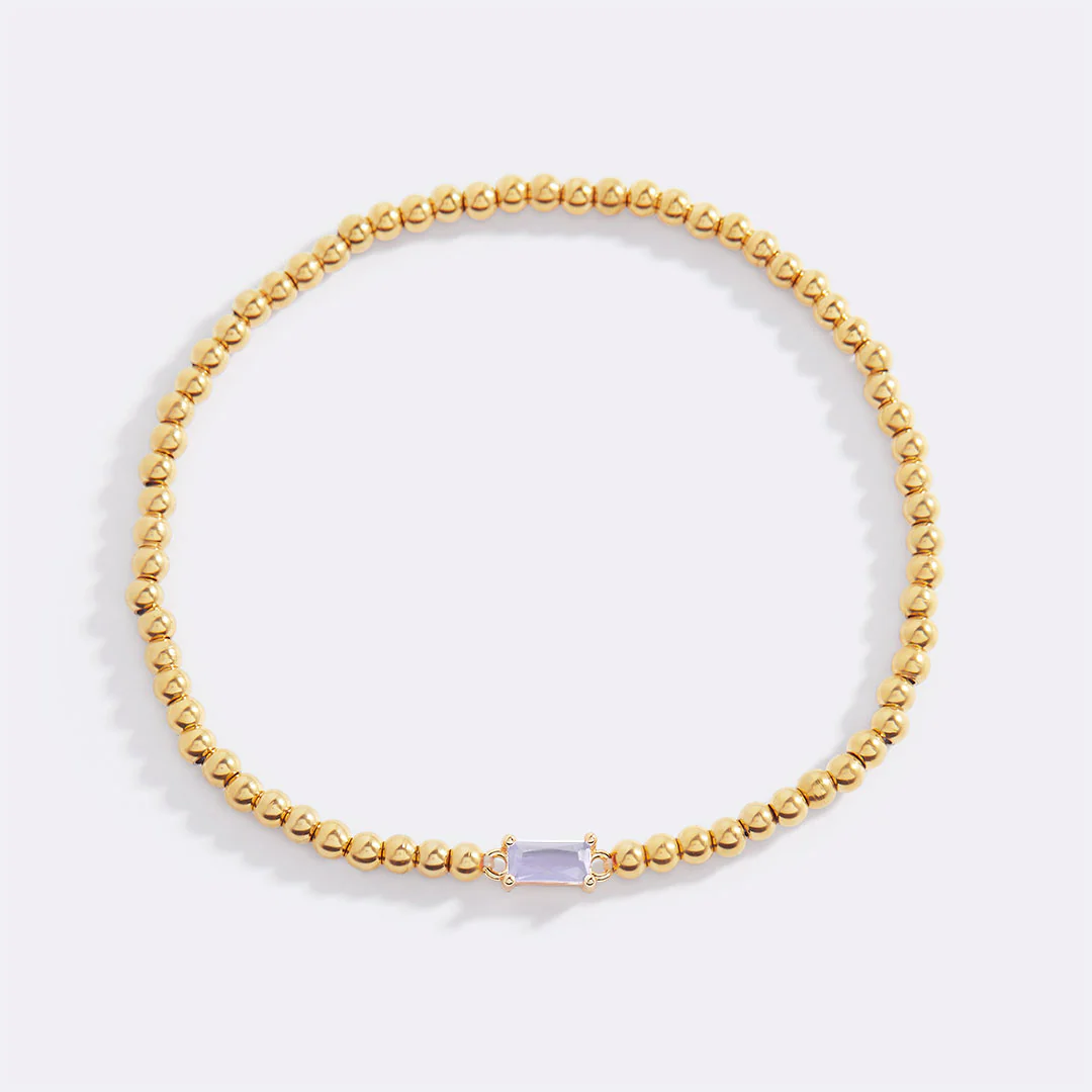 Gold Beaded Birthstone Bracelet - Image 53