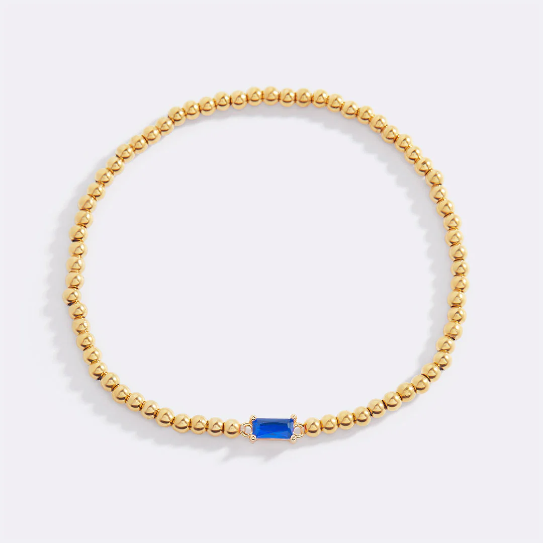 Gold Beaded Birthstone Bracelet - Image 58