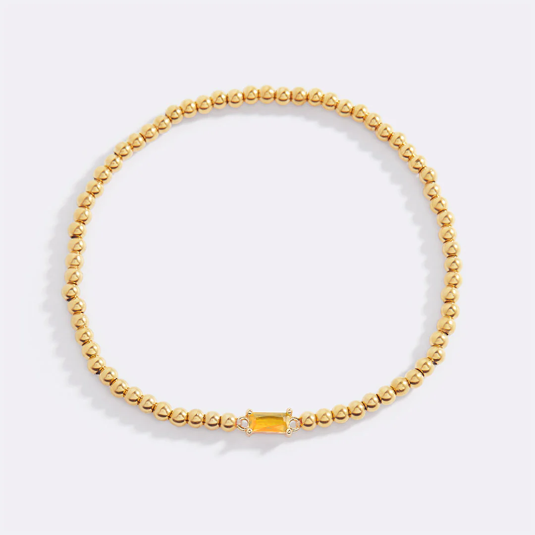 Gold Beaded Birthstone Bracelet - Image 62