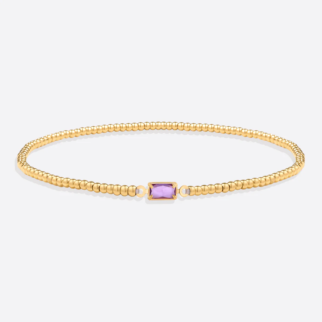 Gold Beaded Birthstone Bracelet - Image 8