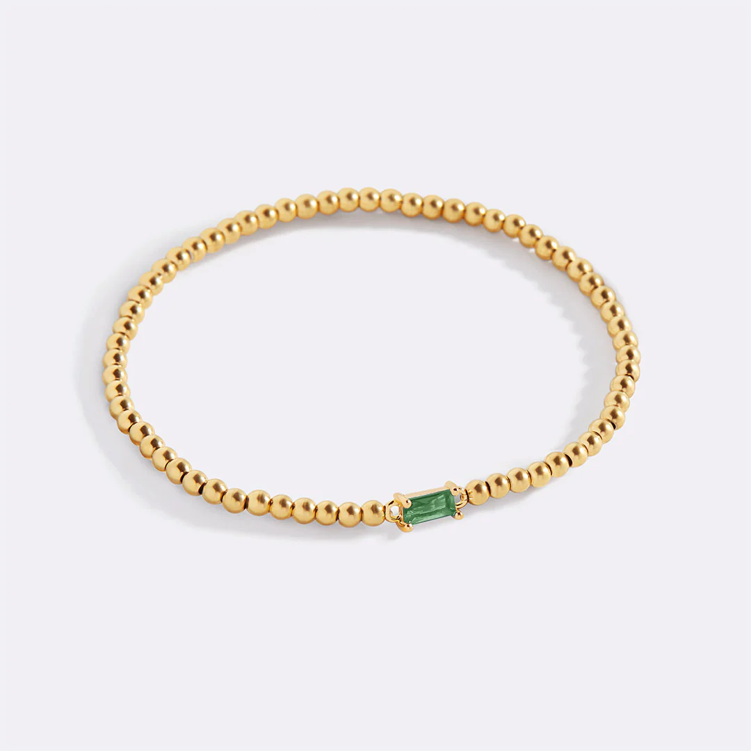 Gold Beaded Birthstone Bracelet - Image 84