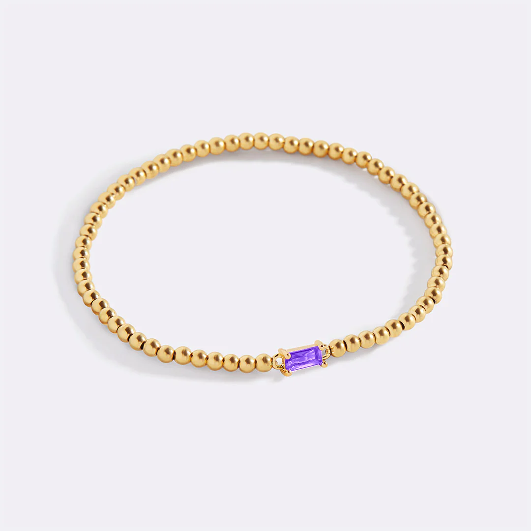 Gold Beaded Birthstone Bracelet - Image 86