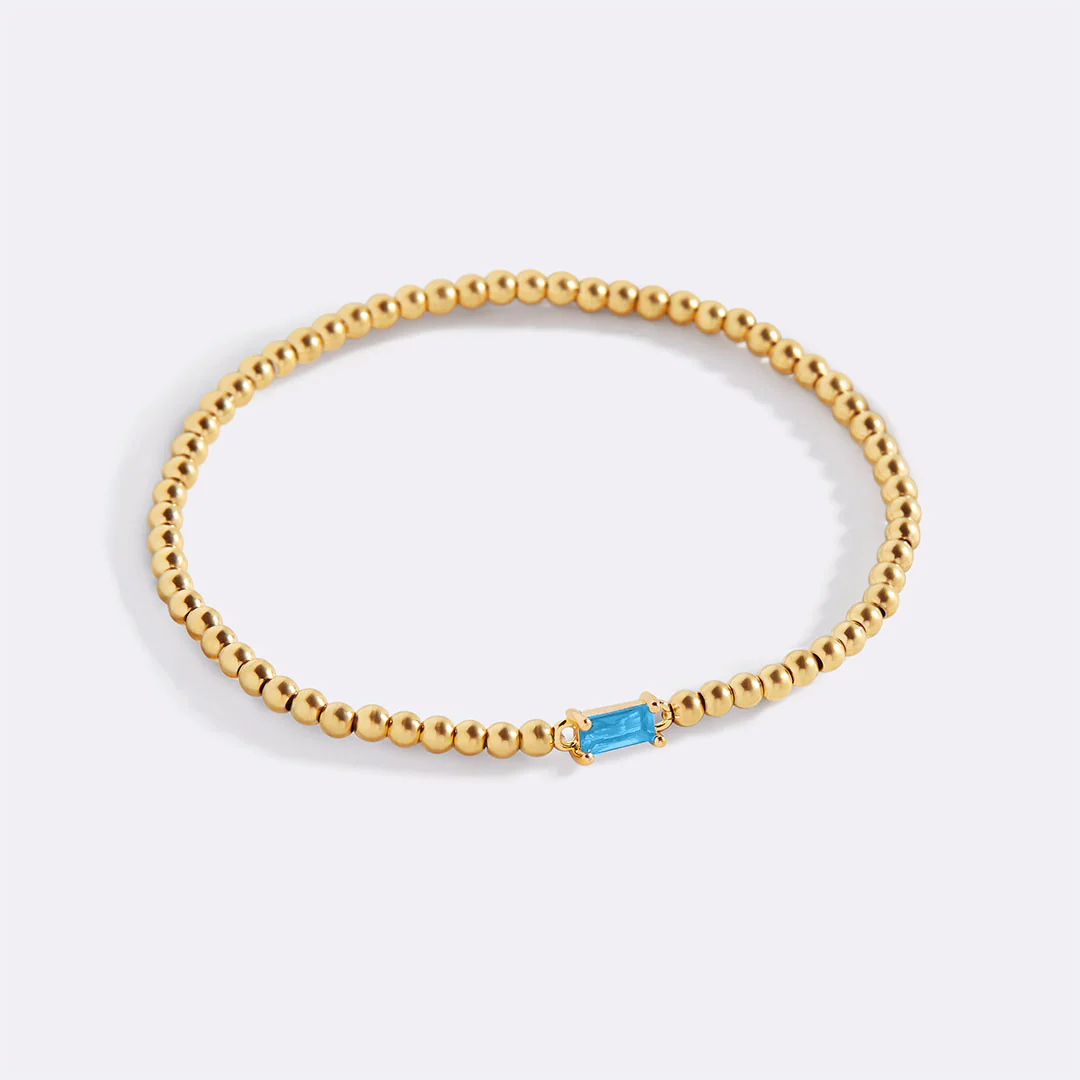 Gold Beaded Birthstone Bracelet - Image 98