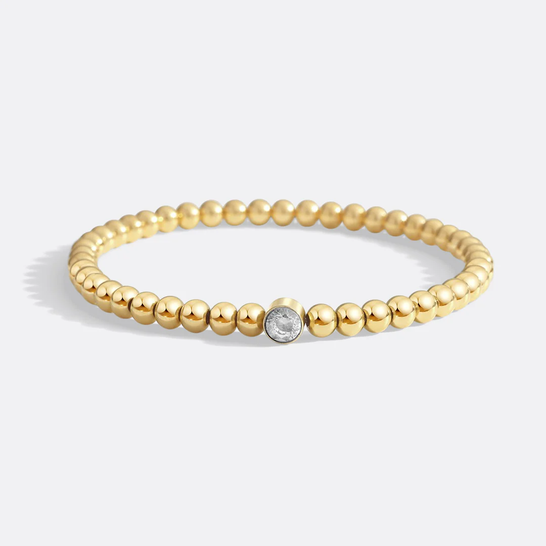 Gold Beaded Bubble Birthstone Bracelet - Image 61