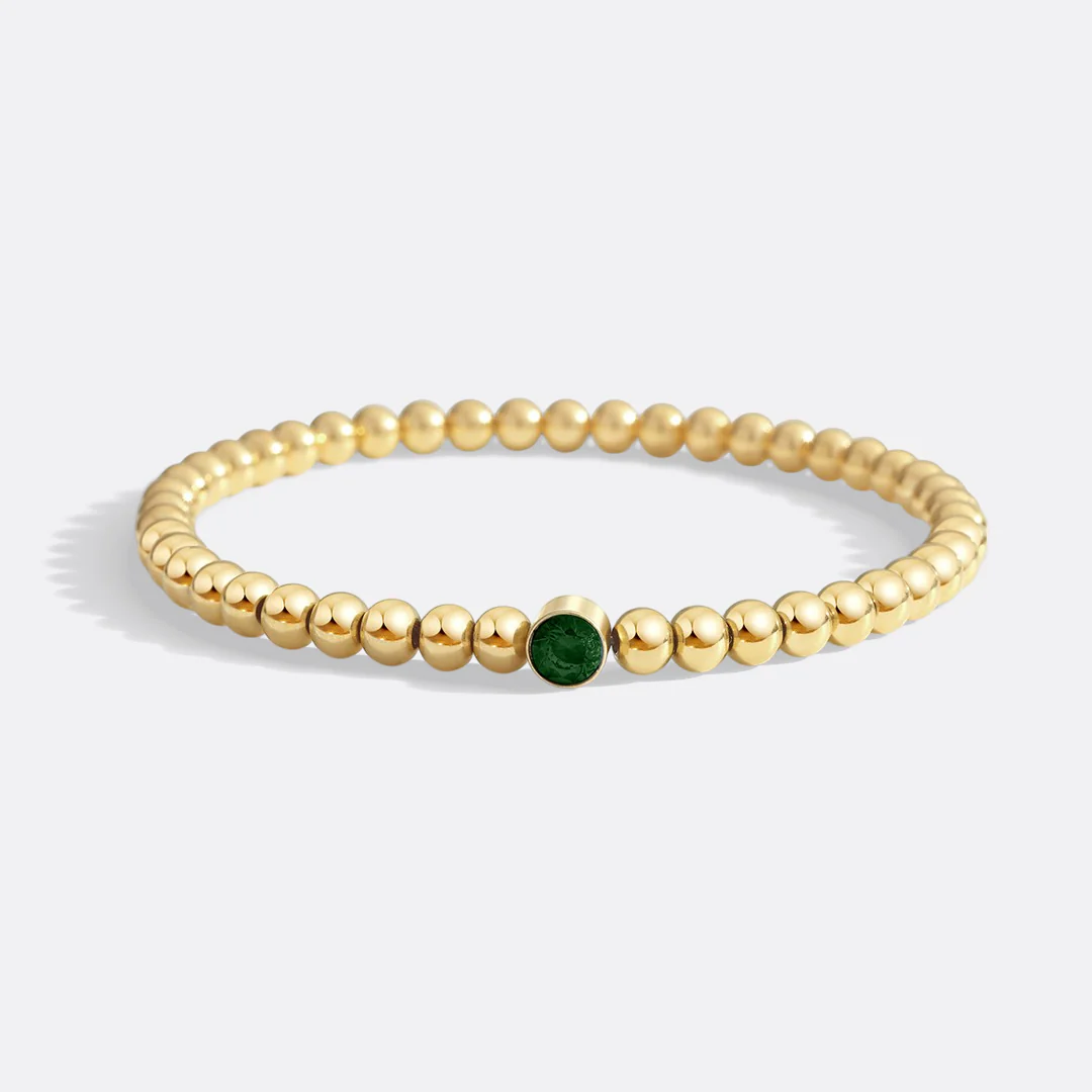 Gold Beaded Bubble Birthstone Bracelet - Image 65