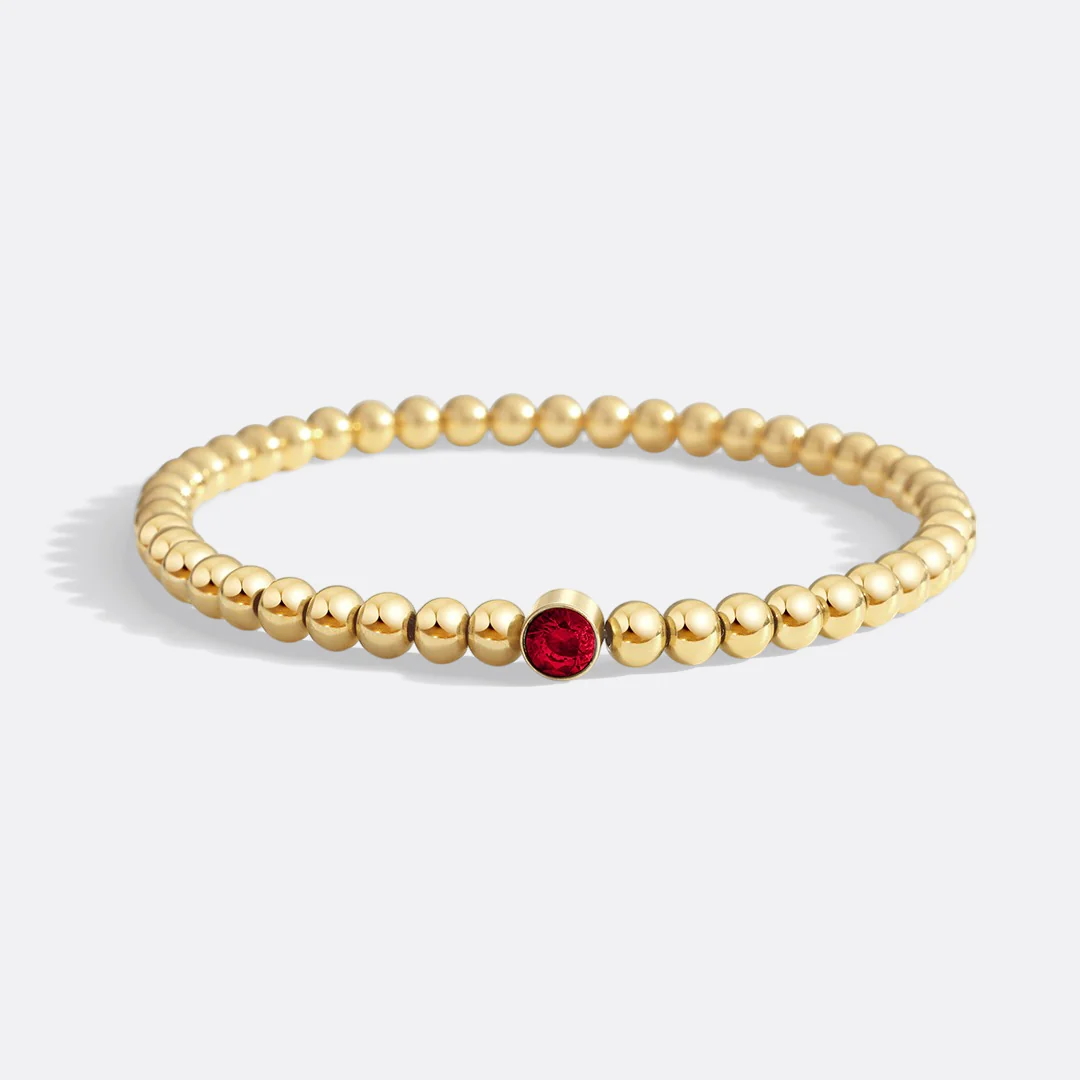 Gold Beaded Bubble Birthstone Bracelet - Image 71