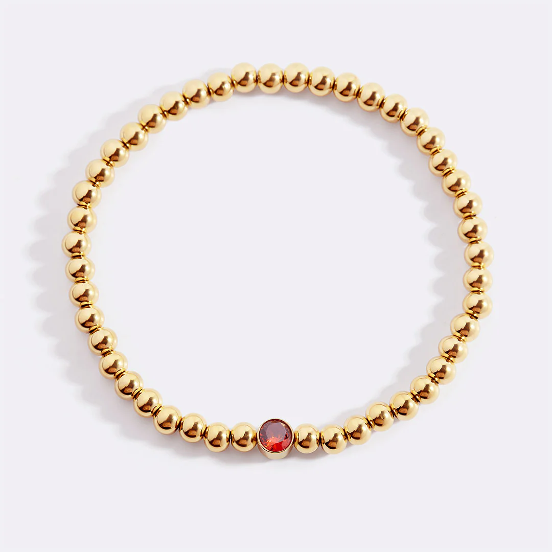 Gold Beaded Bubble Birthstone Bracelet - Image 81