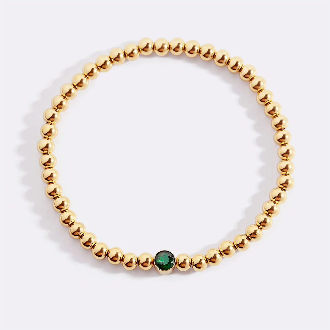 Gold Beaded Bubble Birthstone Bracelet - Image 87