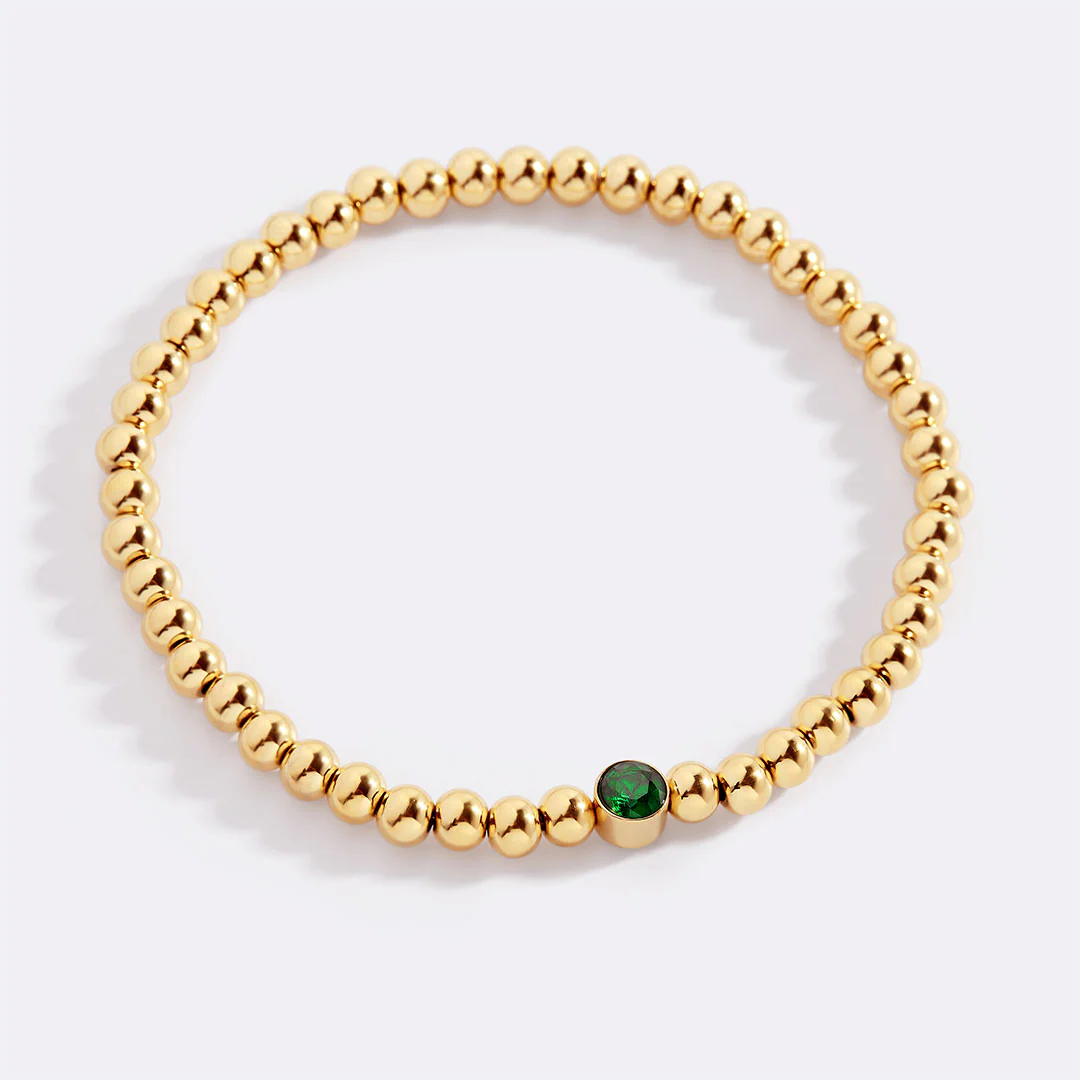 Gold Beaded Bubble Birthstone Bracelet - Image 88