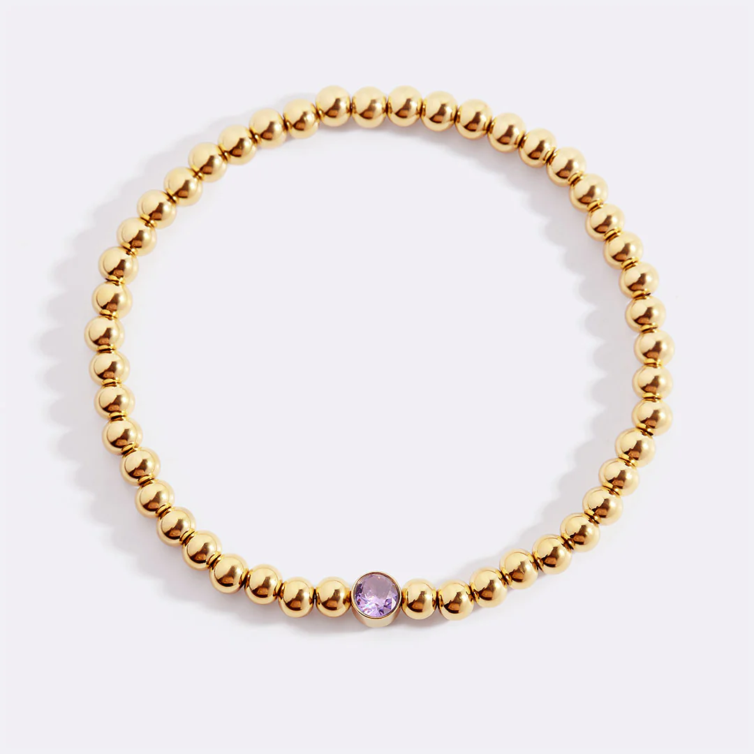 Gold Beaded Bubble Birthstone Bracelet - Image 90