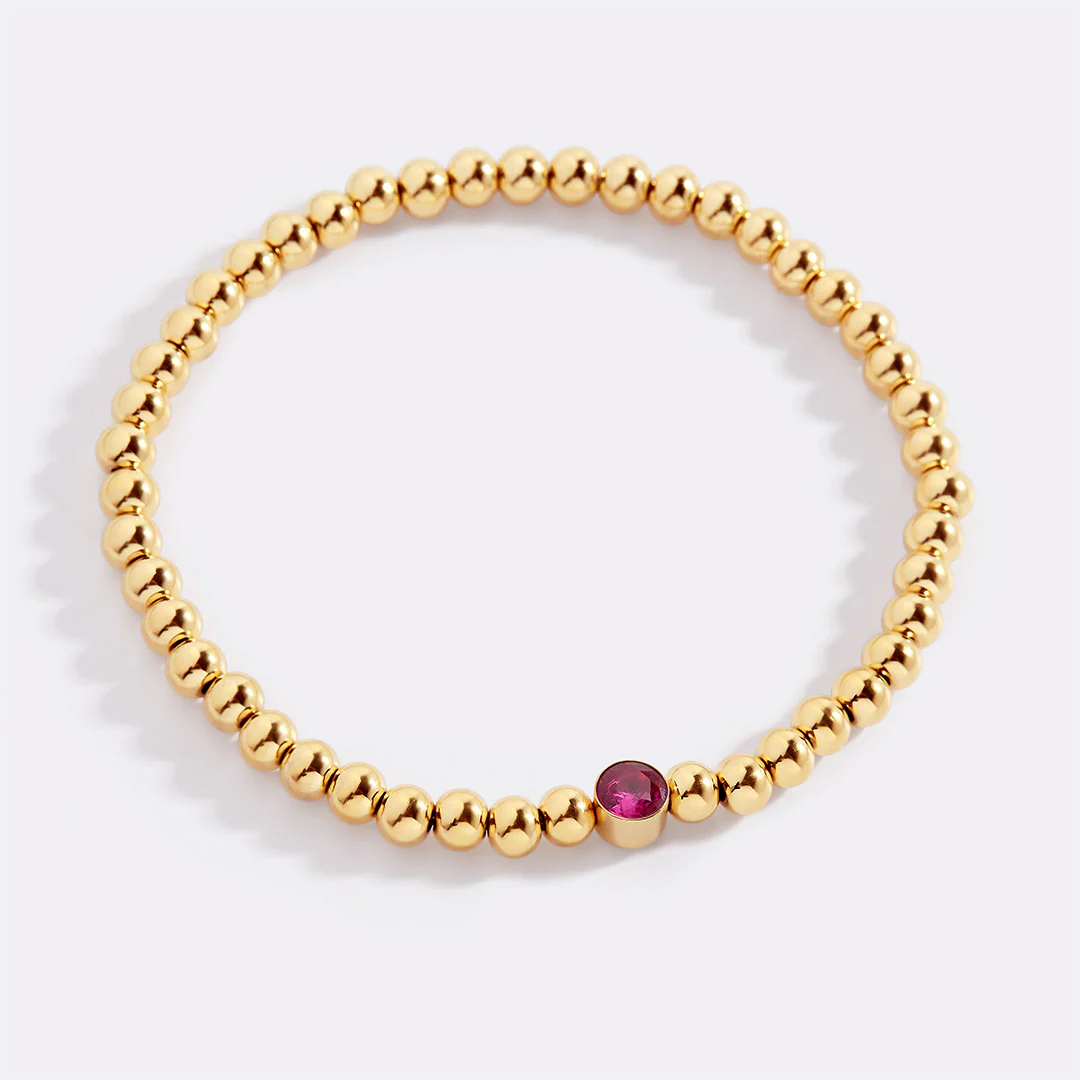 Gold Beaded Bubble Birthstone Bracelet - Image 91