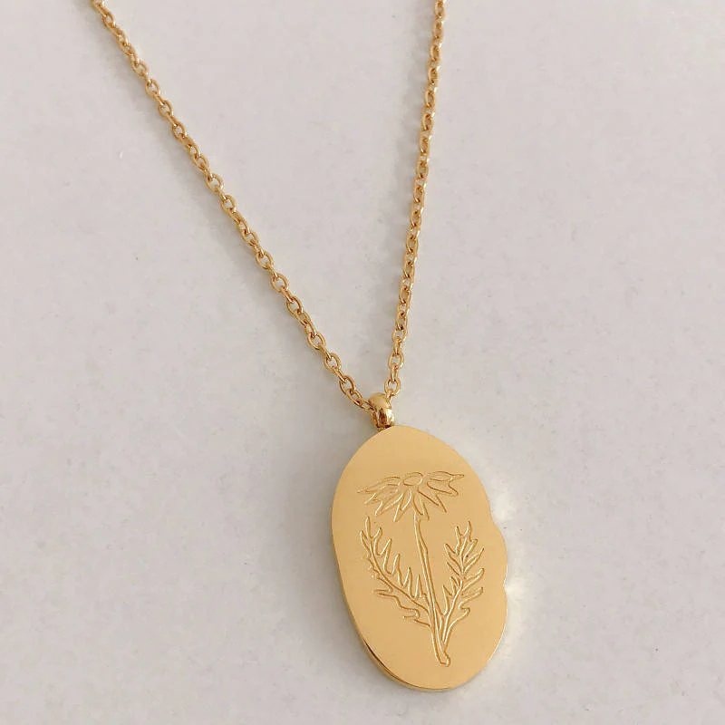 Gold Birth Flower Pendant Necklace - Image 17