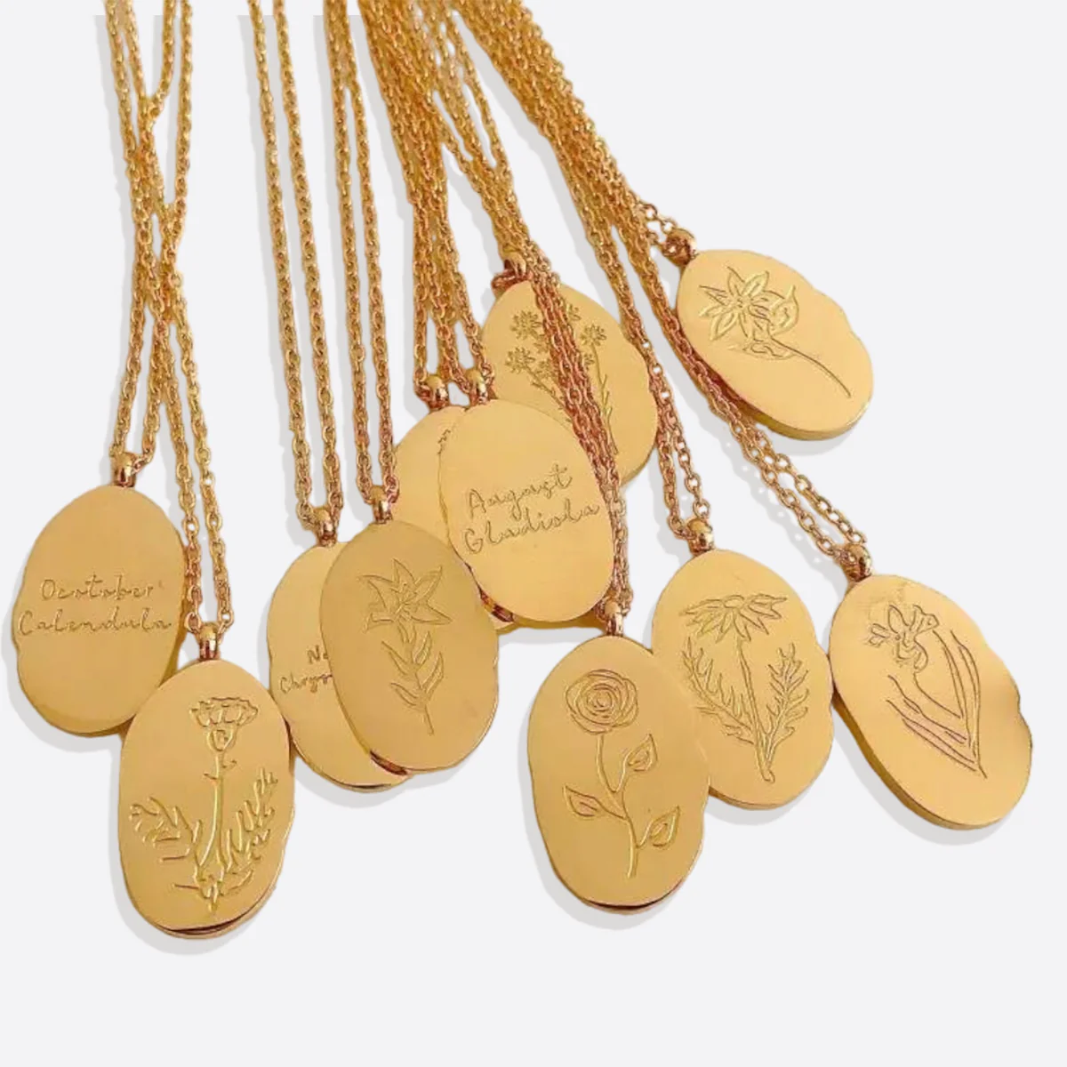 Gold Birth Flower Pendant Necklace - Image 25