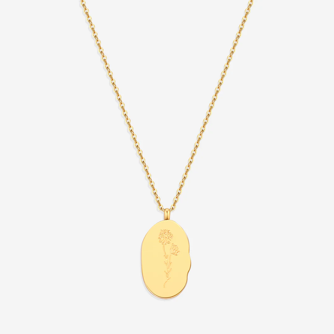 Gold Birth Flower Pendant Necklace - Image 63