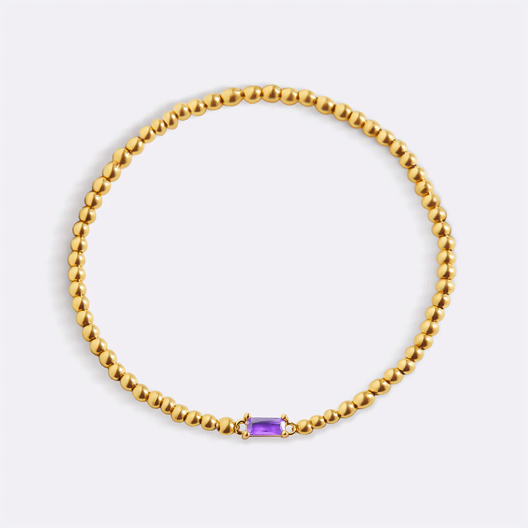 Gold Beaded Birthstone Bracelet - Image 14