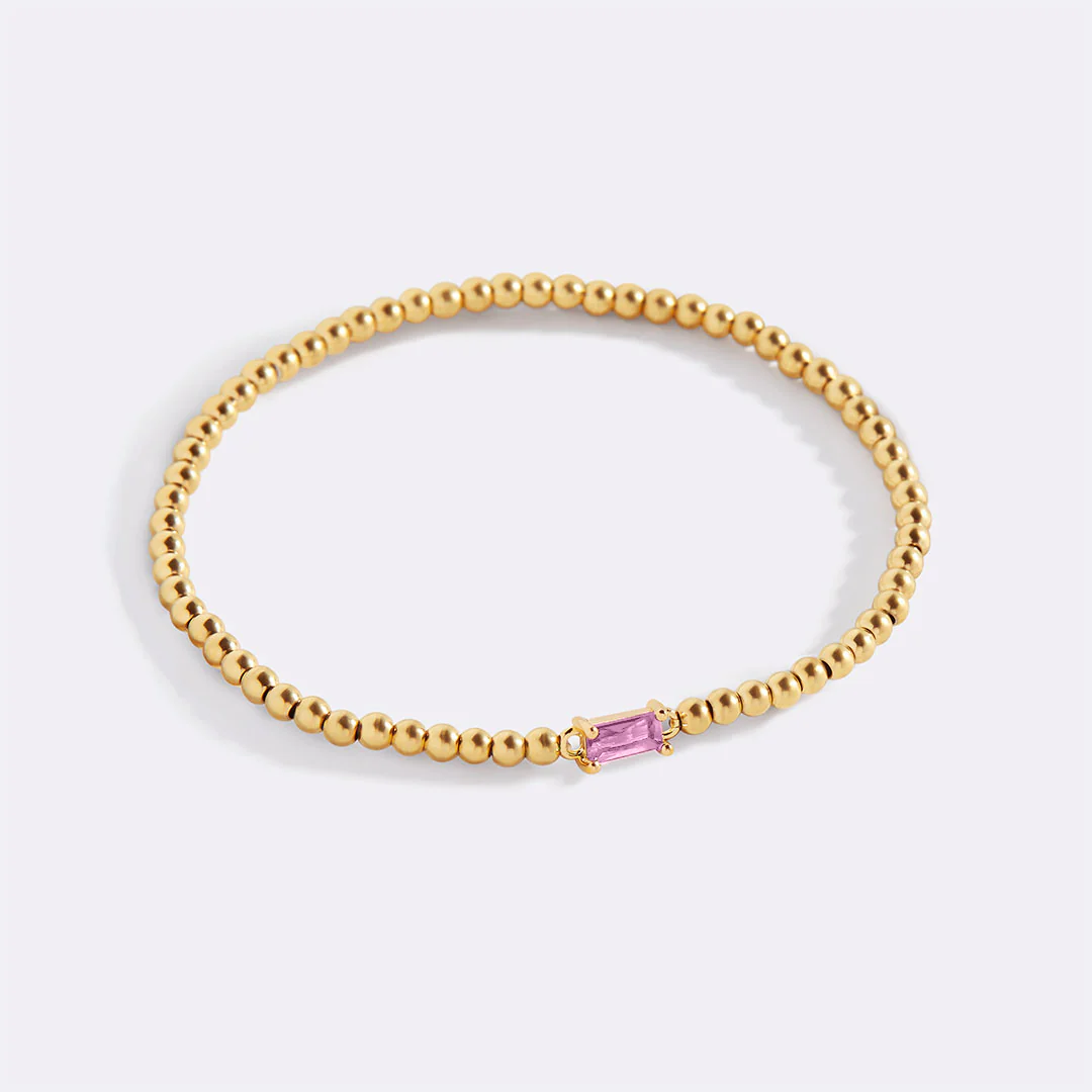Gold Beaded Birthstone Bracelet - Image 23