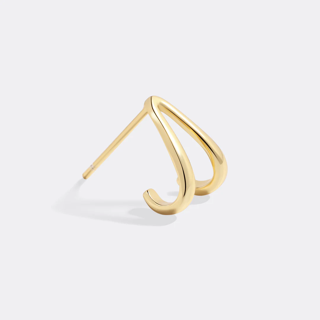 Gold Wishbone Huggie Earrings - Image 6