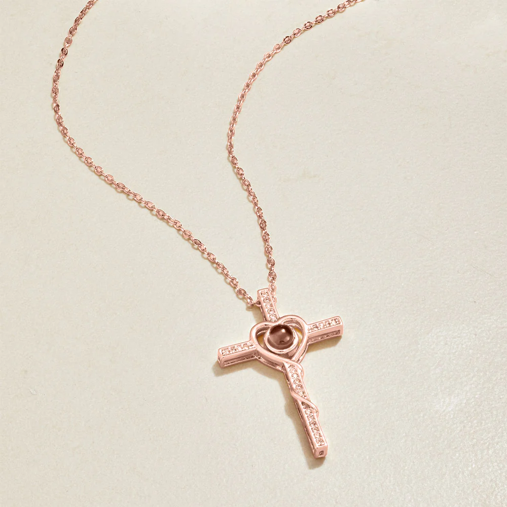 Heart and Cross Photo Necklace - Image 4