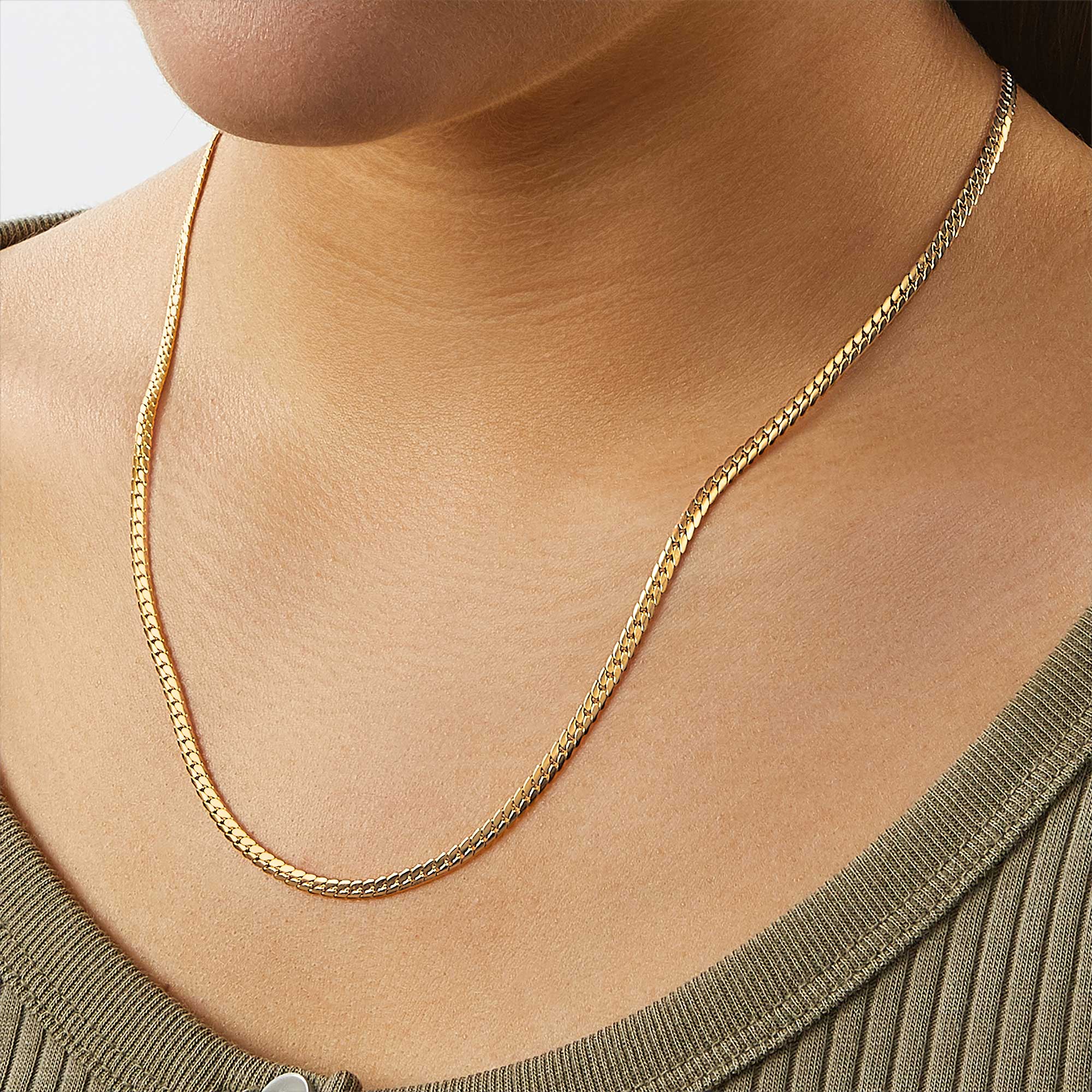 Herringbone Gold Chain Necklace - Image 11
