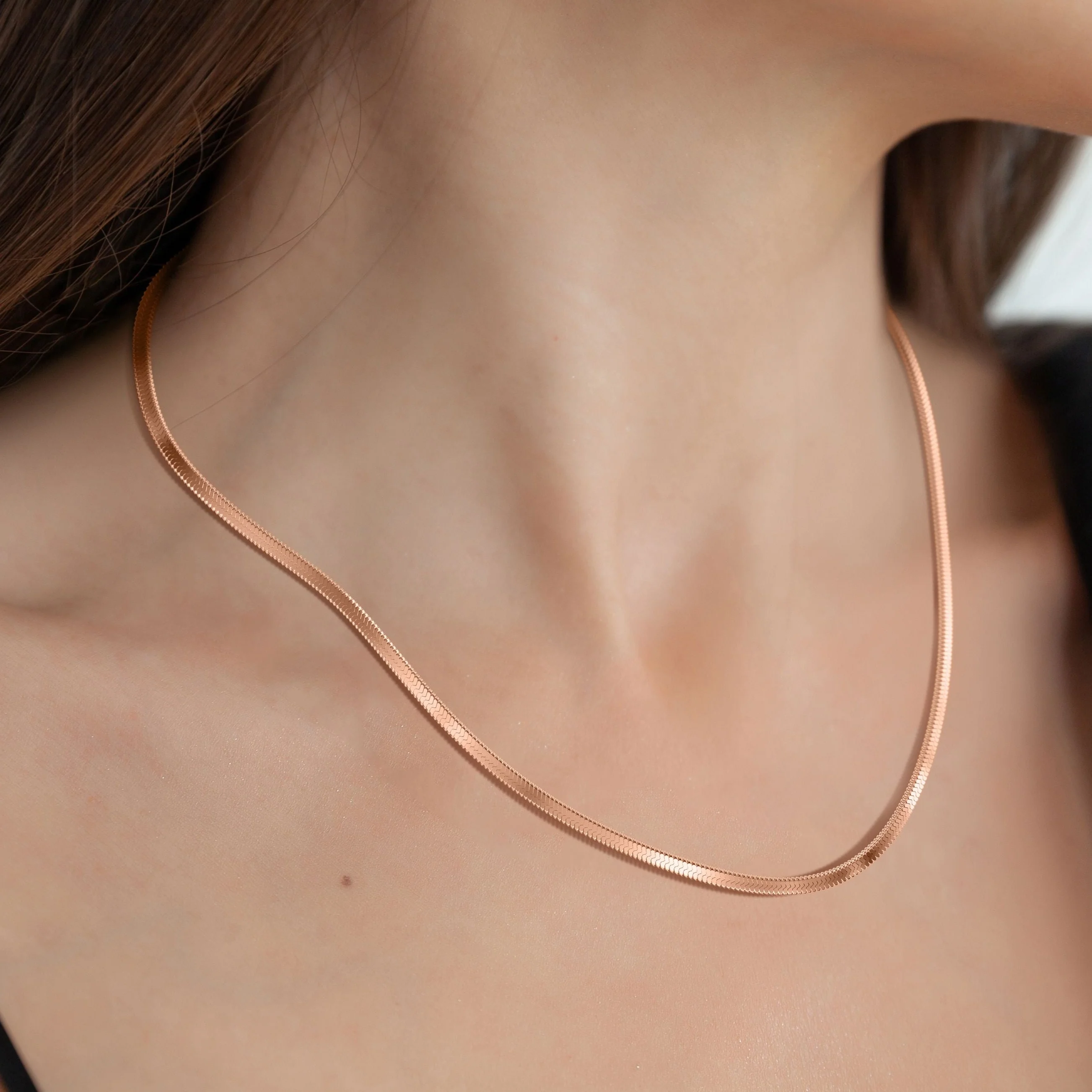 Herringbone Gold Chain Necklace - Image 13