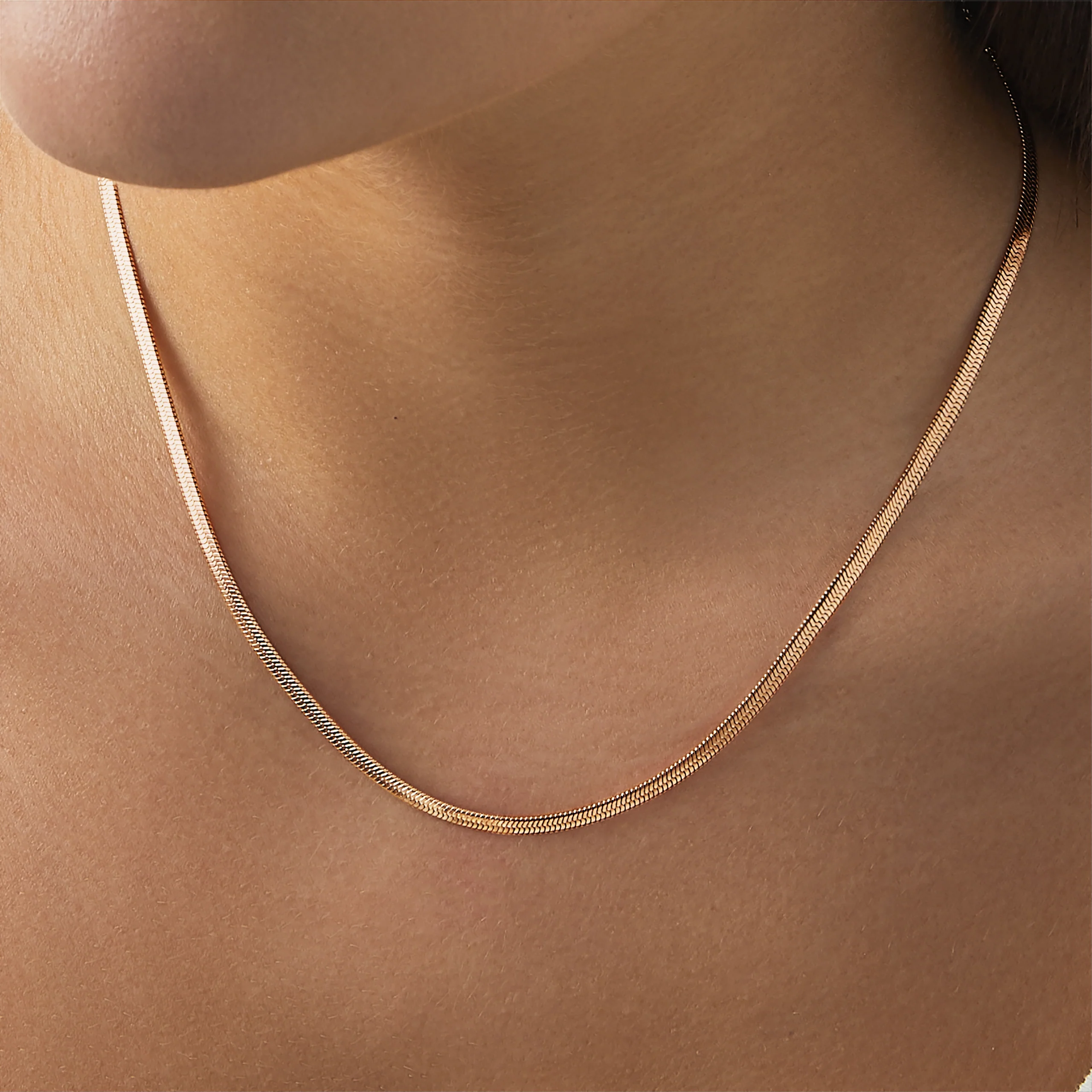 Herringbone Gold Chain Necklace - Image 16