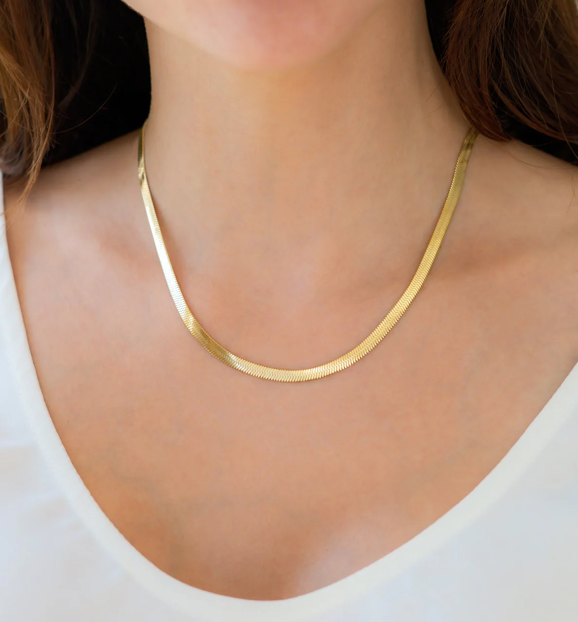 Herringbone Gold Chain Necklace - Image 17